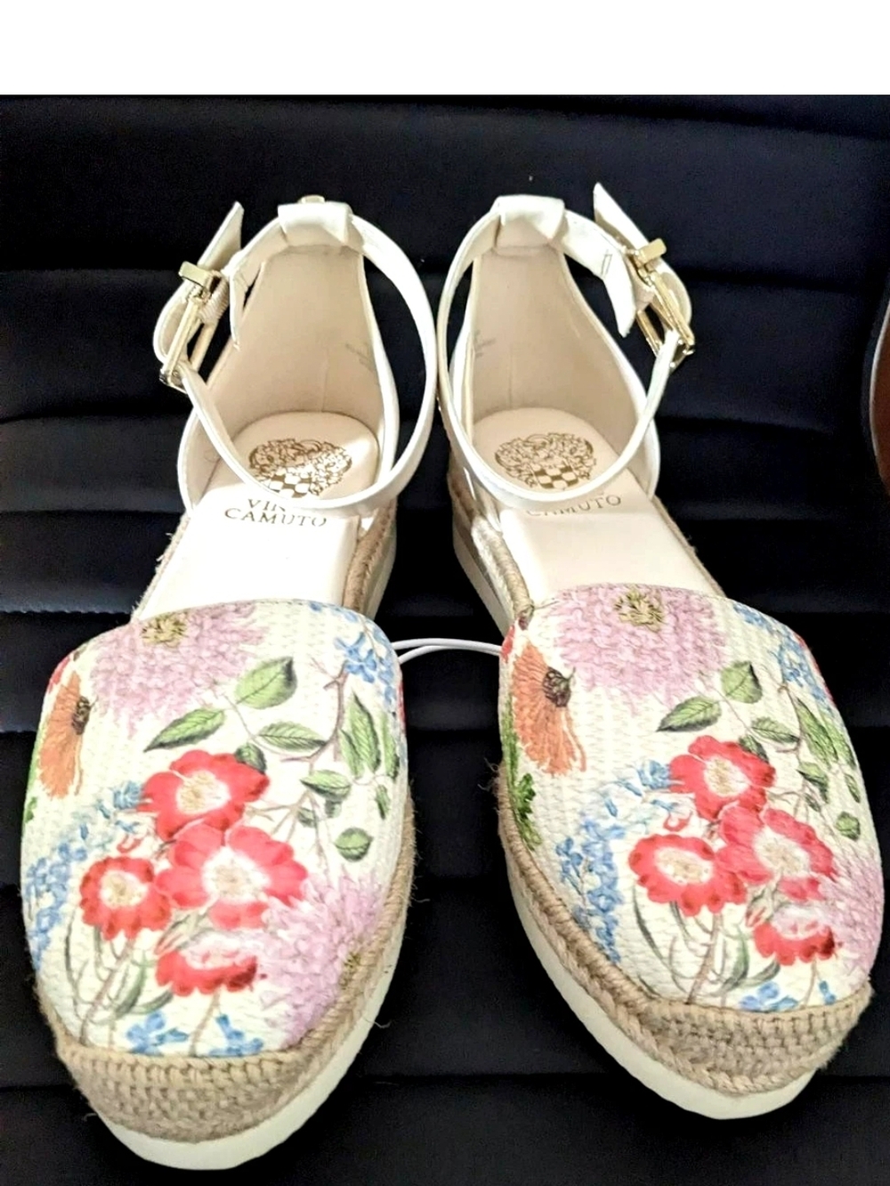 Vince Camuto Floral Espadrille Wedge Sandals - White